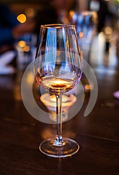 Empty wine glass luxury and glossy on wood table