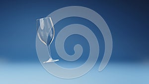 Empty Wine Glass Spinning on Studio Blue Background