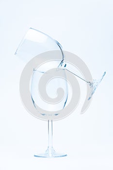 Empty wine glass standing on a wineglass