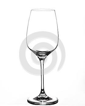 Empty wine glass on a white background