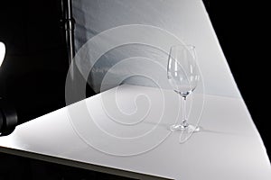 empty wine glass on white background