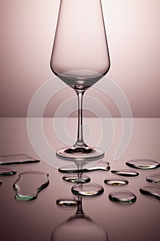 Empty wine glasses on a clean gradient background