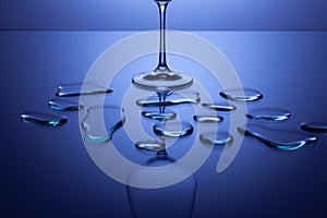 Empty wine glasses on a clean gradient background