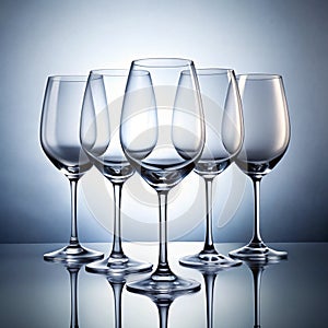 Empty Wine Glasses on a Clean Gradient Background