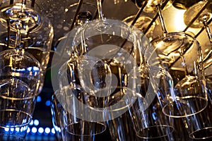 Empty wine glasses in Italian bar