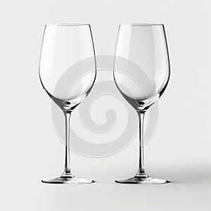 Empty Wine Glasses Mockup - Realistic Uhd White Background