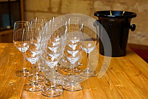 Empty wine glasses.