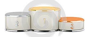 Empty Winners Podium. 1, 2, 3 places. 3D rendering