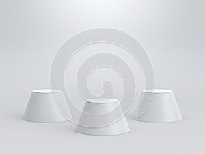 Empty winners podium on white background. 3D rendering.