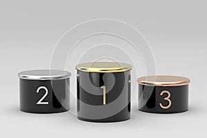 Empty winners podium on white background. 3D rendering.