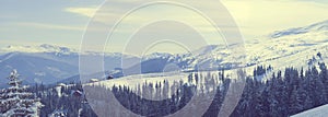 Empty winter background - landscape panorama of mountains range