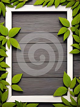 empty wood background. frame on the wall, Ai generated