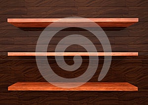 Empty wood shelf