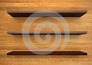 Empty wood shelf