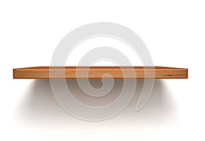 Empty wood shelf on wall