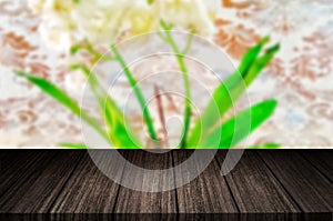 Empty wood table top on blur abstract background. For montage product display layout