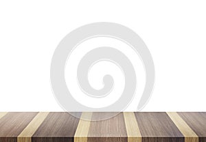 Empty Wood table top and white background