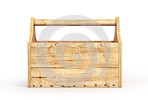 Empty wood toolbox on a white background. 3d illustration