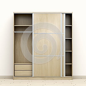 Empty wood wardrobe