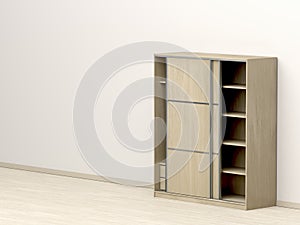 Empty wood wardrobe