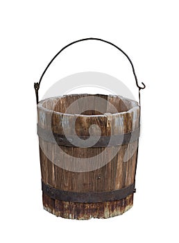 Empty wood water bucket