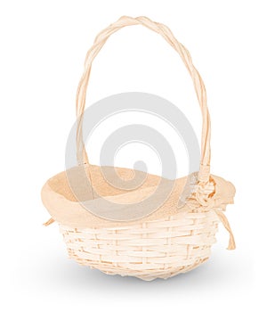 empty wooden basket isolated on white background