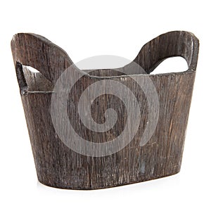 Empty wooden basket overwrite background