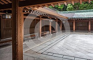 Empty Wooden Bench, Meiji Jungu Shrine, Tokyo, Japan