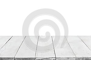 Empty wooden boards or tabletop isolated on white. Template and mockup for display or montage of your products. Close up
