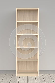 Empty wooden bookcase