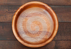 Empty Wooden Bowl on wooden table