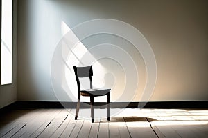 empty wooden chair and windowempty wooden chair and windowempty room with white