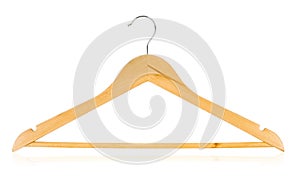 A Empty Wooden Coat Hanger isolated white background, Saved clipping path