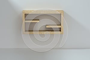 Empty wooden cube shelf in the empty room, 3d rendering