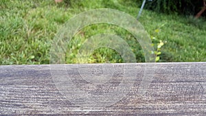 Empty wooden deck horizontal table