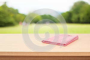 Empty wooden deck table