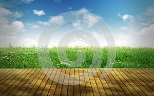 Empty wooden floor for display montages