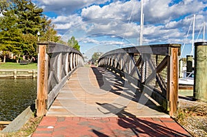 Empty Wooden Footbridge