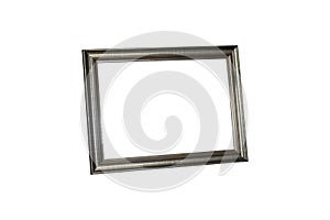 Empty wooden ornate picture frame photo isolated on white background