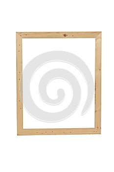 Empty wooden picture frame isolated on a white background