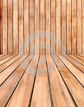 Empty wooden room,interior background,perspective view