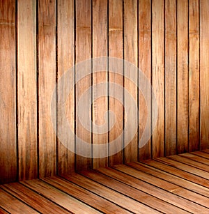 Empty wooden room,interior background,perspective view