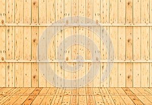 Empty wooden room interior ,Template mock up for display of prod
