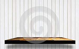 empty wooden shelves on wooden wall