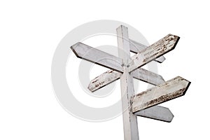 Empty wooden signpost with arrows - with clipping path