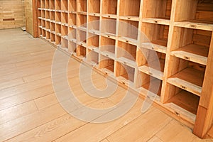 Empty wooden square shelves slots,Rectangular wooden block,Squares Blank wooden shelf