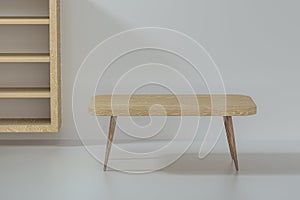 Empty wooden table in the empty room, 3d rendering