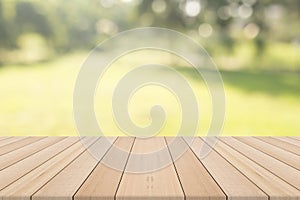 Empty wooden table with natural background