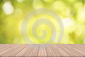 Empty wooden table with natural background