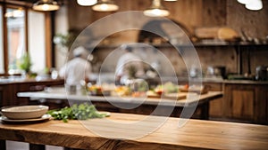 Empty Wooden Table Surface